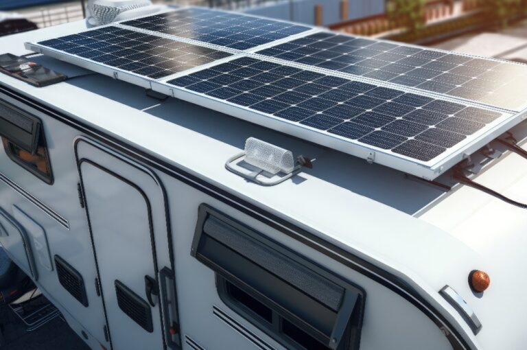 Camper-Anhänger-Dach mit Solarpaneelen und Klimaanlage